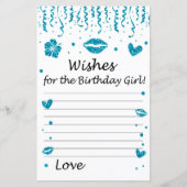 Blauwe glitter wenst het verjaardagsmeisje (Voorkant)