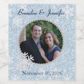 Blauwe Glitter Winter Bruiloft Wijn Label Etiket (Enkel label)