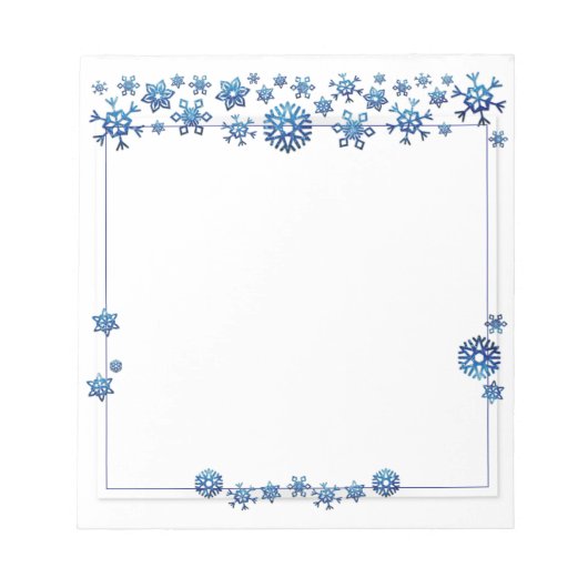  blauwe glitter Winter Snowflakes Kerstmis Notitieblok (Voorkant)