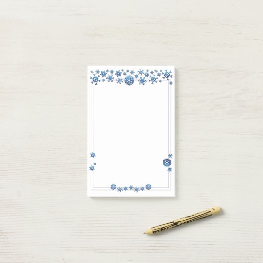  blauwe glitter Winter Snowflakes Kerstmis Post-it® Notes (Op bureau)