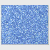 Blauwe glitter & witte sparkles textuur afdrukken cadeaupapier (Vlak)