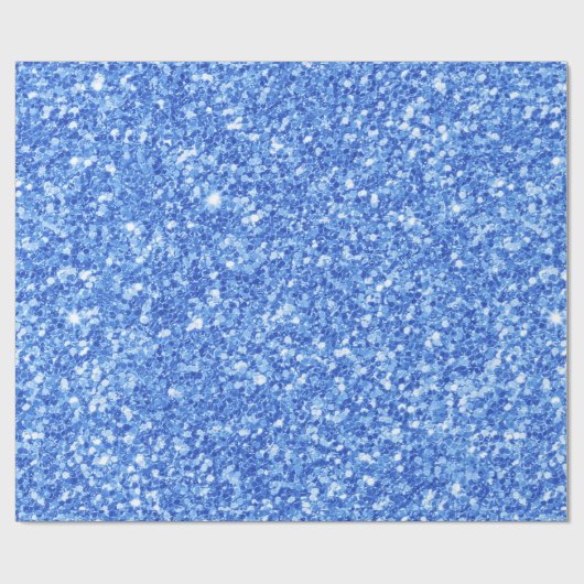 Blauwe glitter & witte sparkles textuur afdrukken cadeaupapier (Vlak)