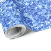 Blauwe glitter & witte sparkles textuur afdrukken cadeaupapier (Rol Hoek)
