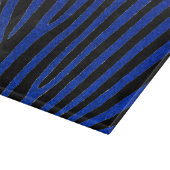 Blauwe glitter zebra strepen glazen snijplank (Hoek)