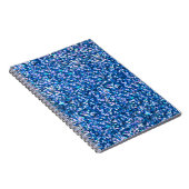 Blauwe glitterachtergrond. Achtergrond gevuld met  Notitieboek (Rechterzijde)