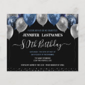 Blauwe Glitterballonnen 80ste verjaardagsfeestje (Voorkant)