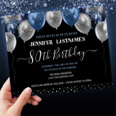 Blauwe Glitterballonnen 80ste verjaardagsfeestje