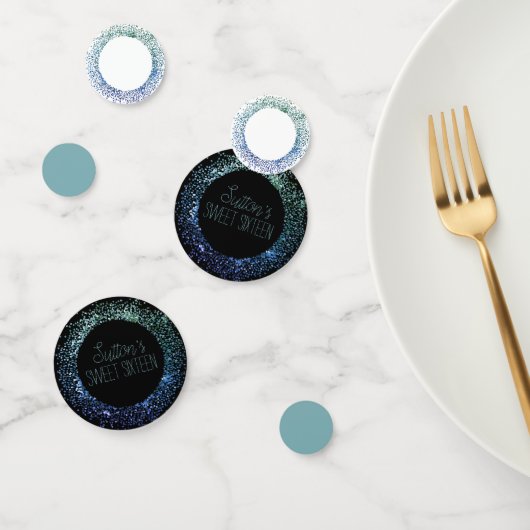 Blauwe glittercirkel confetti (Groep)