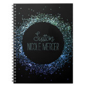 Blauwe glittercirkel notitieboek (Voorkant)