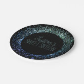 Blauwe glittercirkel papieren bordje (Gekanteld)