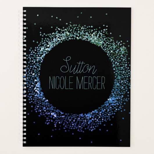 Blauwe glittercirkel planner (Voorkant)