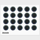 Blauwe glittercirkel ronde sticker (Vel)