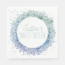 Blauwe glittercirkel servet