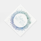 Blauwe glittercirkel servet (Hoek)