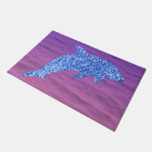 Blauwe glitterdolfijn in roze en Paars Zee Deurmat (Schuin)