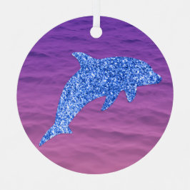 Blauwe glitterdolfijn in roze en Paars Zee Metalen Ornament