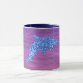 Blauwe glitterdolfijn in roze en Paars Zee Mok (Midden)
