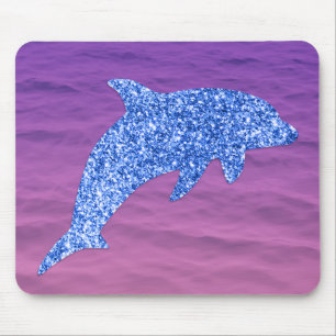Blauwe glitterdolfijn in roze en Paars Zee Muismat