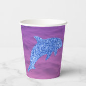 Blauwe glitterdolfijn in roze en Paars Zee Papieren Bekers (Achterkant)
