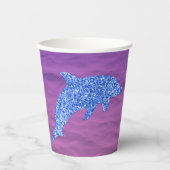 Blauwe glitterdolfijn in roze en Paars Zee Papieren Bekers (Voorkant)