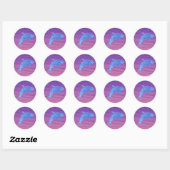 Blauwe glitterdolfijn in roze en Paars Zee Ronde Sticker (Vel)