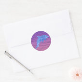Blauwe glitterdolfijn in roze en Paars Zee Ronde Sticker (Envelop)