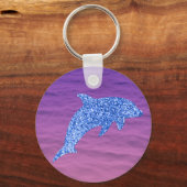 Blauwe glitterdolfijn in roze en Paars Zee Sleutelhanger (Voorkant)