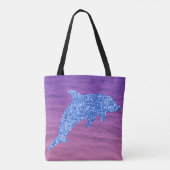 Blauwe glitterdolfijn in roze en Paars Zee Tote Bag (Achterkant)