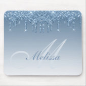 blauwe glitterdruppels gepersonaliseerd muismat (Voorkant)