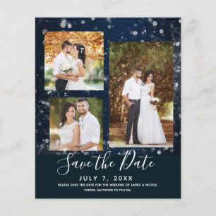 Blauwe Glitterlichten Trouwfoto Save the Date