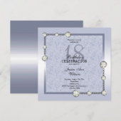 Blauwe glitters en diamantdecoratie op zaterdag kaart (Voorkant / Achterkant)