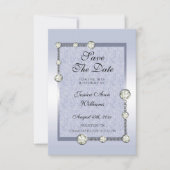 Blauwe glitters en diamantdecoratie op zaterdag save the date (Voorkant)