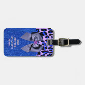 Blauwe glitters en luipspafdruk bagagelabel (Voorkant horizontaal)