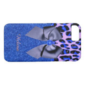 Blauwe glitters en luipspafdruk Case-Mate iPhone case (Achterkant (Horizontaal))