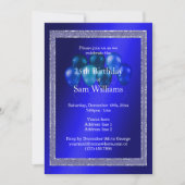 Blauwe glitters en vogelballonnen kaart (Voorkant)