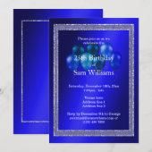 Blauwe glitters en vogelballonnen kaart (Voorkant / Achterkant)