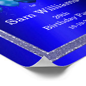 Blauwe glitters en vogelballonnen poster (Hoek)