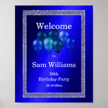 Blauwe glitters en vogelballonnen