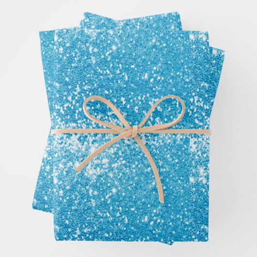 Blauwe Glitters Inpakpapier Vel (In situ)