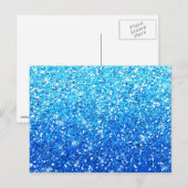 Blauwe Glitters Sparkles Textuur Briefkaart (Voorkant / Achterkant)