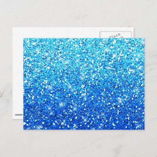 Blauwe Glitters Sparkles Textuur Briefkaart (Voorkant / Achterkant)