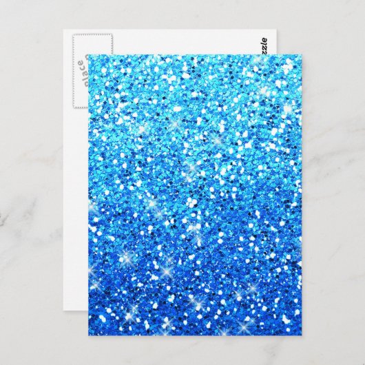 Blauwe Glitters Sparkles Textuur Briefkaart (Voorkant / Achterkant)
