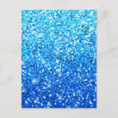 Blauwe Glitters Sparkles Textuur Briefkaart (Voorkant)