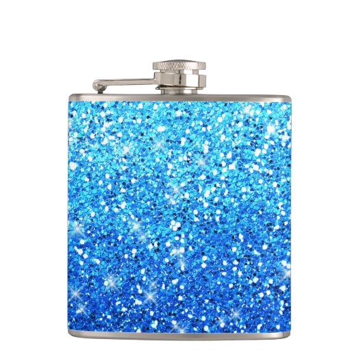 Blauwe Glitters Sparkles Textuur Heupfles (Voorkant)