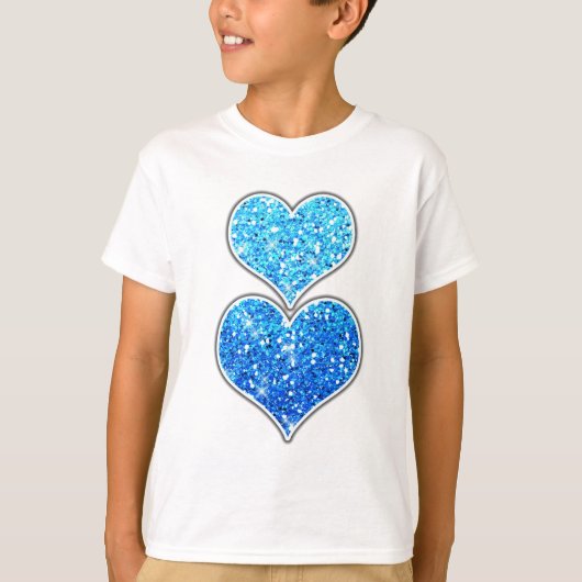 Blauwe Glitters Sparkles Textuur T-shirt (Voorkant)