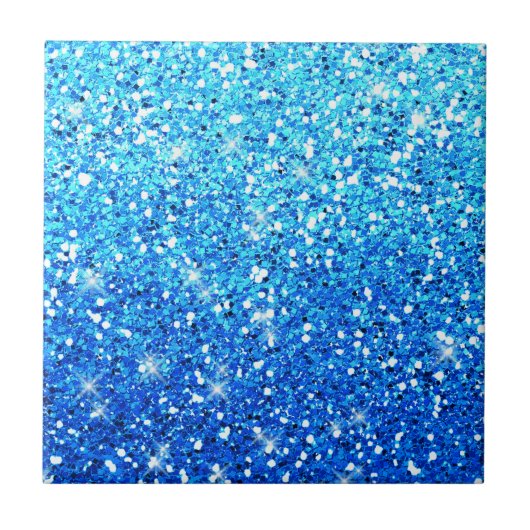 Blauwe Glitters Sparkles Textuur Tegeltje (Voorkant)