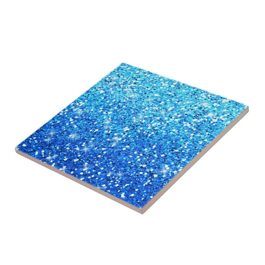Blauwe Glitters Sparkles Textuur Tegeltje (Zijkant)