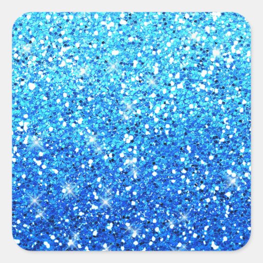 Blauwe Glitters Sparkles Textuur Vierkante Sticker (Voorkant)