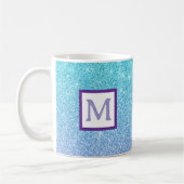 blauwe glitterschitterende mok met gepersonaliseer (Links)