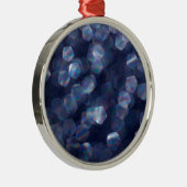 Blauwe glittersparel Bokeh-lichten Metalen Ornament (Rechts)